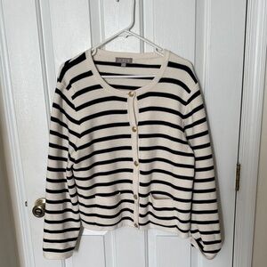 J.Crew Blue and Cream Striped Sweater